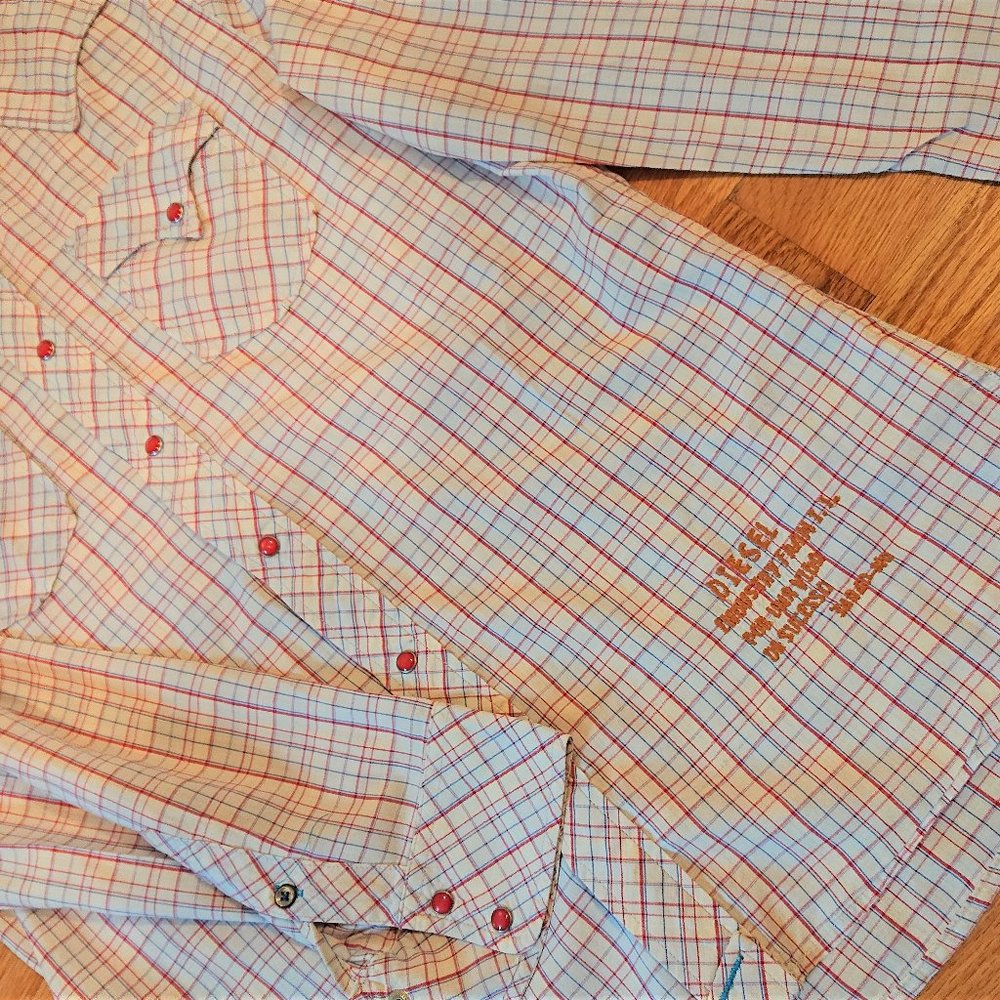 Diesel Long Sleeve Shirt *White with Red&Blue